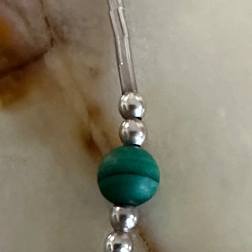 Elegant 925 sterling Silver Bead Bracelet Malachite